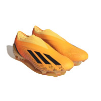 adidas X Speedportal+ Sans Lacets Gazon Naturel Chaussures de Foot (FG) Orange Noir Or
