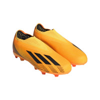 adidas X Speedportal+ Sans Lacets Gazon Naturel Chaussures de Foot (FG) Enfants Orange Noir Or