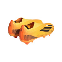 adidas X Speedportal+ Sans Lacets Gazon Naturel Chaussures de Foot (FG) Enfants Orange Noir Or