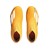 adidas X Speedportal+ Sans Lacets Gazon Naturel Chaussures de Foot (FG) Enfants Orange Noir Or