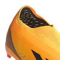 adidas X Speedportal+ Sans Lacets Gazon Naturel Chaussures de Foot (FG) Enfants Orange Noir Or