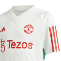 adidas Manchester United Trainingsshirt 2023-2024 Kids Wit Rood Lichtgroen