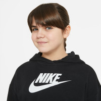 Nike Sportswear Club Crop Sweat à Capuche Enfants Filles Noir Blanc