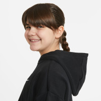 Nike Sportswear Club Crop Sweat à Capuche Enfants Filles Noir Blanc