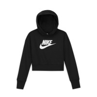 Nike Sportswear Club Crop Sweat à Capuche Enfants Filles Noir Blanc