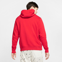 Nike Sportswear Club Fleece Hoodie Rood Wit