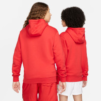 Nike Sportswear Club Fleece Hoodie Rood Wit