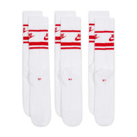 Nike Sportswear Everyday Essential Chaussettes de Sport 3-Pack Wit Rood