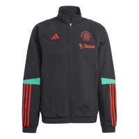 adidas Manchester United Presentatie Trainingspak 2023-2024 Zwart Rood Lichtgroen