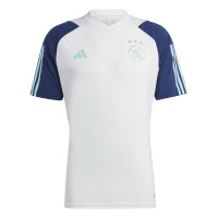 adidas Ajax Maillot d'Entraînement 2023-2024 Blanc Bleu Foncé Bleu Clair