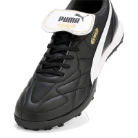PUMA King Top Turf Chaussures de Foot (TF) Noir Blanc Or