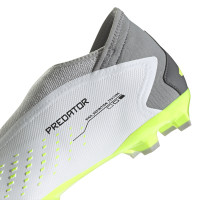 adidas Predator Accuracy.3 Sans Lacets Gazon Naturel Chaussures de Foot (FG) Blanc Gris Jaune Vif Noir
