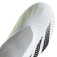 adidas Predator Accuracy.3 Sans Lacets Gazon Naturel Chaussures de Foot (FG) Blanc Gris Jaune Vif Noir