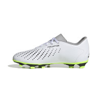 adidas Predator Accuracy.4 Gazon Naturel Gazon Artificiel Chaussures de Foot (FxG) Blanc Gris Jaune Vif Noir