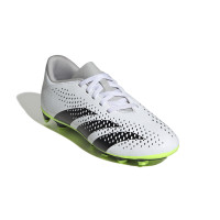 adidas Predator Accuracy.4 Gras Voetbalschoenen (FxG) Kids Wit Grijs Felgeel Zwart