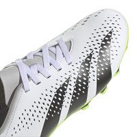 adidas Predator Accuracy.4 Gras Voetbalschoenen (FxG) Kids Wit Grijs Felgeel Zwart