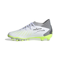 adidas Predator Accuracy.3 Gras / Kunstgras Voetbalschoenen (MG) Kids Wit Grijs Felgeel Zwart