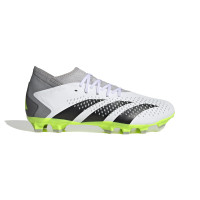 adidas Predator Accuracy.3 Gazon Naturel Gazon Artificiel Chaussures de Foot (MG) Blanc Gris Jaune Vif Noir