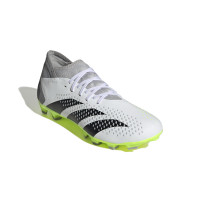 adidas Predator Accuracy.3 Gazon Naturel Gazon Artificiel Chaussures de Foot (MG) Blanc Gris Jaune Vif Noir