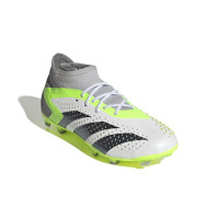 adidas Predator Accuracy.1 Gras Voetbalschoenen (FG) Kids Wit Grijs Felgeel Zwart