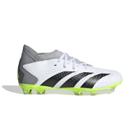 adidas Predator Accuracy.3 Gras Voetbalschoenen (FG) Kids Wit Grijs Felgeel Zwart