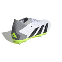 adidas Predator Accuracy.3 Gras Voetbalschoenen (FG) Kids Wit Grijs Felgeel Zwart