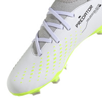 adidas Predator Accuracy.3 Gazon Naturel Chaussures de Foot (FG) Enfants Blanc Gris Jaune Vif Noir