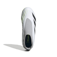 adidas Predator Accuracy.3 Veterloze Gras Voetbalschoenen (FG) Kids Wit Grijs Felgeel Zwart