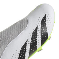 adidas Predator Accuracy.3 Veterloze Gras Voetbalschoenen (FG) Kids Wit Grijs Felgeel Zwart