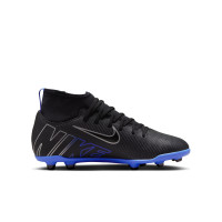 Nike Mercurial Superfly 9 Club Gazon Naturel Gazon Artificiel Chaussures de Football (MG) Enfants Noir Bleu Blanc