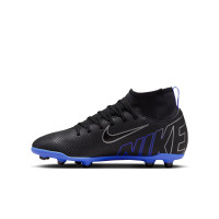 Nike Mercurial Superfly 9 Club Gazon Naturel Gazon Artificiel Chaussures de Football (MG) Enfants Noir Bleu Blanc