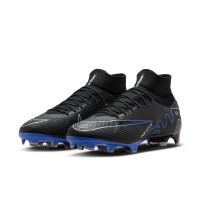 Nike Zoom Mercurial Superfly 9 Pro Gazon Naturel Chaussures de Foot (FG) Noir Bleu Blanc