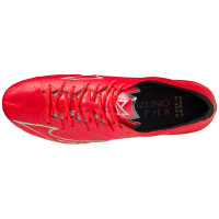 Mizuno Alpha Japan Gazon Naturel Chaussures de Foot (FG) Rouge Blanc
