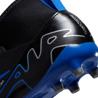 Nike Zoom Mercurial Superfly 9 Academy Sans Lacets Gazon Naturel Gazon Artificiel Chaussures de Foot (MG) Enfants Noir Bleu Blan