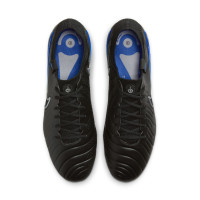 Nike Tiempo Legend 10 Elite Gazon Naturel Chaussures de Foot (FG) Noir Bleu