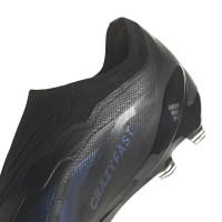 adidas X Crazyfast.1 Sans Lacets Gazon Naturel Chaussures de Foot (FG) Noir Bleu Foncé