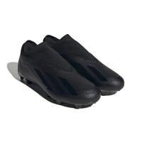 adidas X Crazyfast.3 Sans Lacets Gazon Naturel Chaussures de Foot (FG) Noir Anthracite