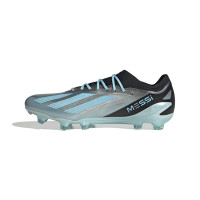 adidas X Crazyfast Messi.1 Gazon Naturel Chaussures de Foot (FG) Argent Bleu Clair Noir