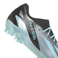 adidas X Crazyfast Messi.1 Gazon Naturel Chaussures de Foot (FG) Argent Bleu Clair Noir