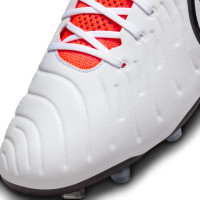 Nike Tiempo Legend 10 Elite Gazon Naturel Chaussures de Foot (FG) Blanc Noir Rouge Vif