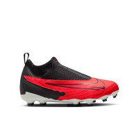 Nike Phantom GX Academy Dynamic Fit Gras / Kunstgras Voetbalschoenen (MG) Kids Zwart Felrood Wit