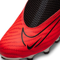 Nike Phantom GX Academy Dynamic Fit Gras / Kunstgras Voetbalschoenen (MG) Kids Zwart Felrood Wit