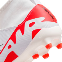 Nike Zoom Mercurial Superfly 9 Academy Sans Lacets Gazon Naturel Artificiel Chaussures de Foot (MG) Enfants Blanc Rouge Vif Noir