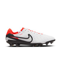 Nike Tiempo Legend 10 Pro Gazon Naturel Chaussures de Foot (FG) Blanc Noir Rouge Vif