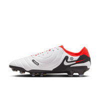 Nike Tiempo Legend 10 Pro Gazon Naturel Chaussures de Foot (FG) Blanc Noir Rouge Vif