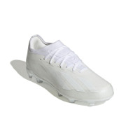 adidas X Crazyfast.1 Gazon Naturel Chaussures de Foot (FG) Enfants Blanc Métallique