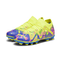 PUMA Future Match Gras / Kunstgras Voetbalschoenen (MG) Kids Felgeel Blauw Roze