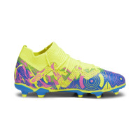 PUMA Future Match Gras / Kunstgras Voetbalschoenen (MG) Kids Felgeel Blauw Roze