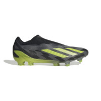 adidas X Crazyfast INJ.1 Veterloze Gras Voetbalschoenen (FG) Zwart Geel Grijs