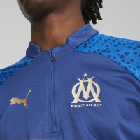 PUMA Olympique Marseille Haut d'Entraînement 1/4 Zip 2023-2024 Bleu Or